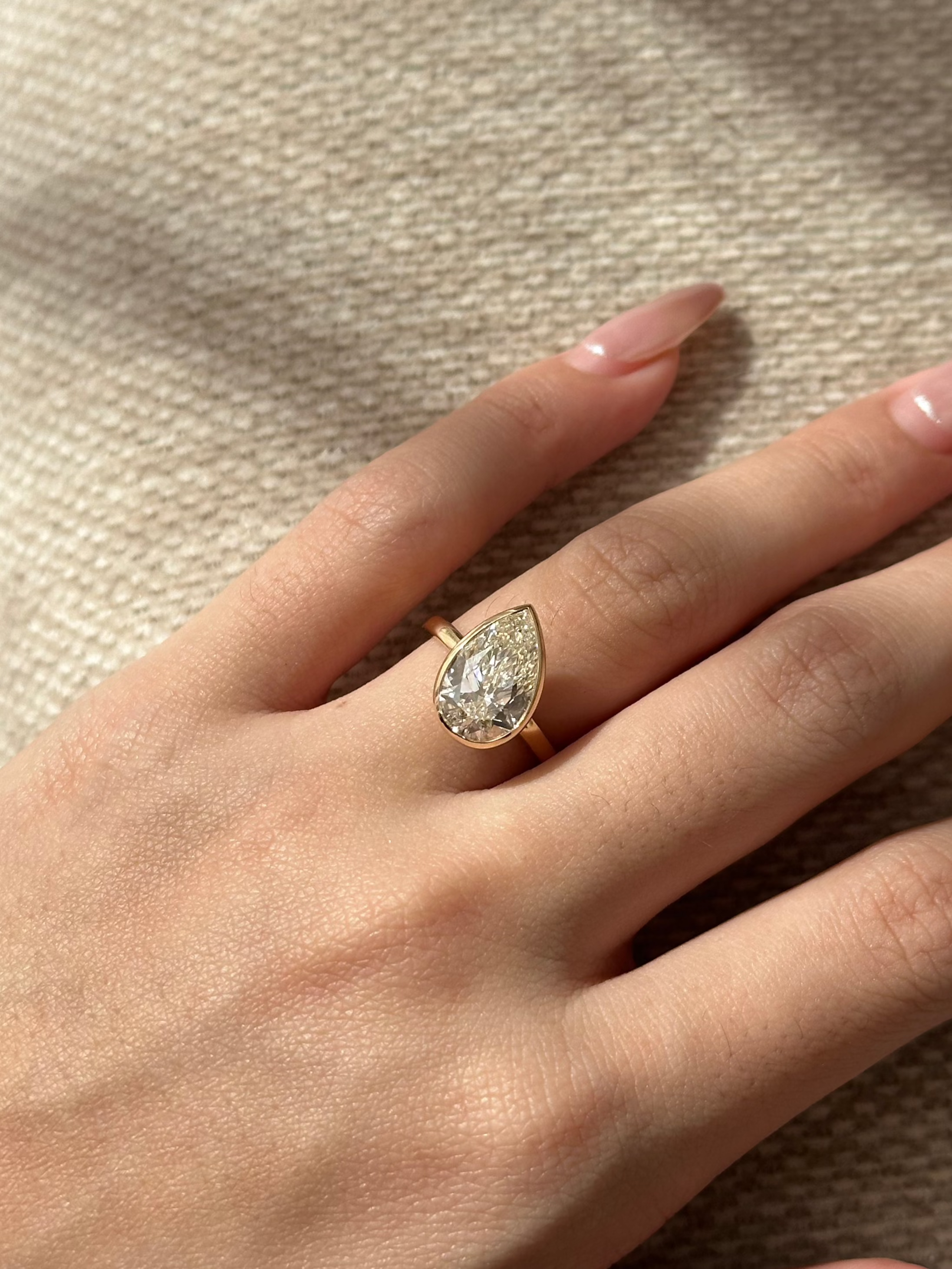 Marquise Shaped Three Stone Lab Grown Diamond Engagement Ring